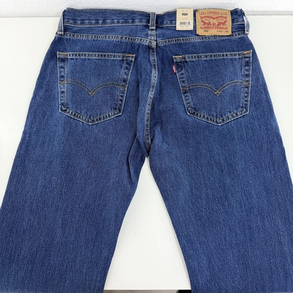 Levi's 505 Regular Jeans Mens 33x32 Blue Denim Straight Leg Medium Wash - Picture 4 of 13
